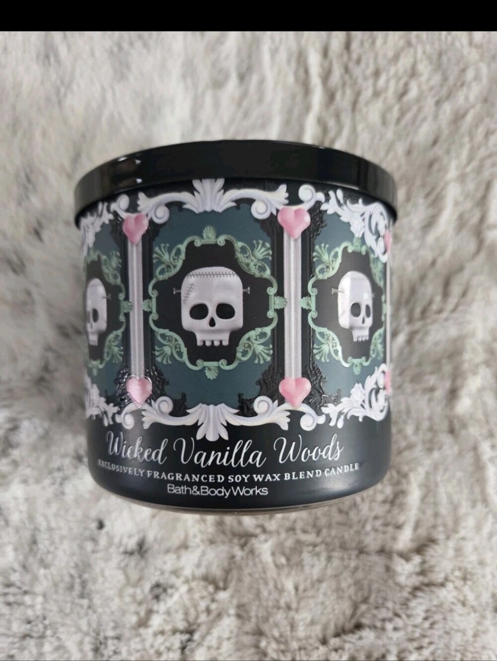 Bath & Body Works Wicked Vanilla Woods Candle - Black, Green, Pink